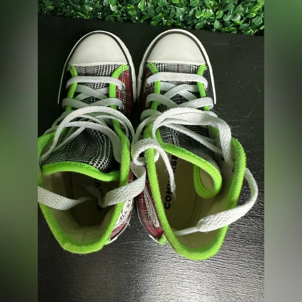 Converse Chuck Taylor All Star Hi Peace On Earth In Plaid Sneakers Size 12 boys